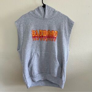 Badwood Los Angeles Sleeveless Pullover Gray Hoodie Red, Yellow Graphics Medium